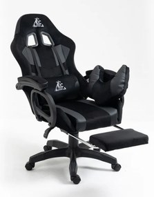 JAKS Scaun de gaming piele ecologică neagră Student