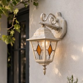 Felinar de perete de exterior vintage bej cu auriu antic IP44 - Antigua Down