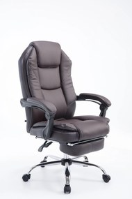 RESIGILAT- Scaun directorial cu suport picioare, SIB 2272, Piele ecologica, Maro Închis