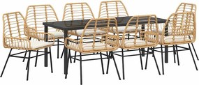 vidaXL Set de masă pentru grădină 9 pcs Maro poliratan