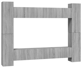 3120219 vidaXL Set dulapuri TV, 10 piese, gri sonoma, lemn compozit