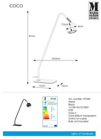 Veioză Markslöjd Coco, înălțime 47 cm, negru