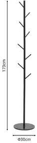 Cuier tip pom Fori Pako World Negru 30x30x173 cm
