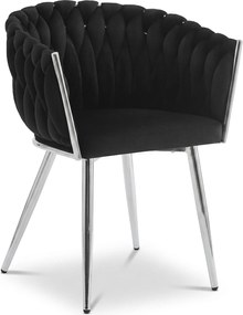 Scaun Dining Tip Fololiu Mira Catifea Negru, Picioare Crom