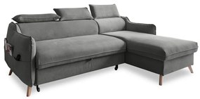 Colțar gri deschis extensibil cu tapițerie din catifea (cu colț pe partea dreaptă) Sweet Harmony – Miuform