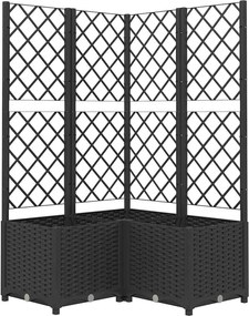 vidaXL Jardinieră de grădină cu spalier negru, 80x80x136 cm, PP