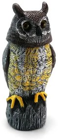 Decoratiune / sperietoare daunatori, solara, Bufnita cap rotativ si ochi luminosi, 43cm