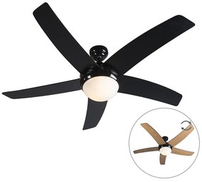 Ventilator de tavan negru cu imprimeu lemn 132cm cu telecomandă - Cool
