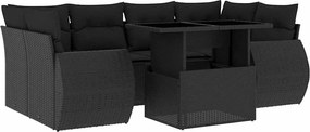 vidaXL Set canapele de grădină cu perne, 7 piese, negru, poliratan