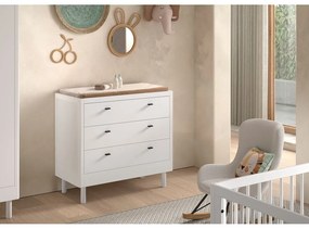 Comodă de copii albă din lemn de fag 100x95x55 cm Forrest – Vipack