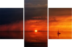Tabloul apusului de soare cu barca (90x60 cm)