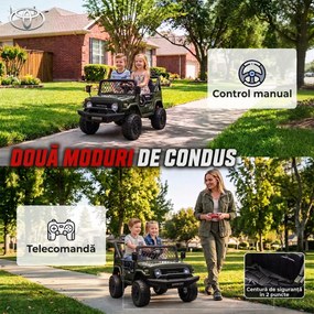 AIYAPLAY Mașină Electrică pentru Copii, Off-Road 24V cu 2 Locuri, Verde Închis | Aosom Romania