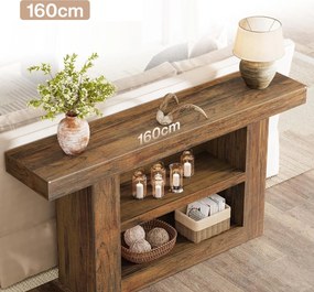 MAM26 - Masa Consola, 160 cm, masuta hol cu 2 rafturi, living, dining, dormitor - Maro