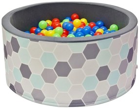 NELLYS Piscina pentru copii 90x40cm formă circulară + 200 de baloane - gri / menta, Ce19