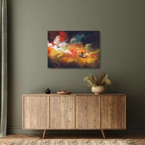 Tablou pe sticlă - Om navigând prin spațiu (70x50 cm)