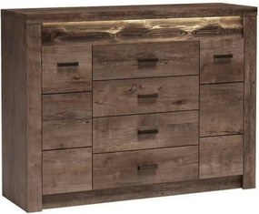Comoda INDIANAPOLIS I7, frasin inchis, PAL laminat, cu 4 sertare, 2 us