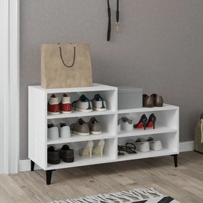 vidaXL Pantofar, alb extralucios, 102x36x60 cm, lemn compozit