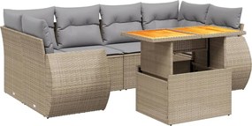 vidaXL Set canapele de grădină, 7 piese, cu perne, bej, poliratan