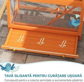 PawHut Volieră pentru Păsări cu 3 Uși, Cușcă, Scară și Tavă, din Lemn și Metal, 92x52x171 cm, Portocaliu și Negru | Aosom Romania