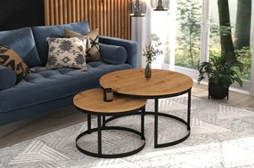 Măsuță de cafea 2in1 OKIN – 75x75x43 cm – Negru / Stejar Artisan