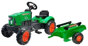 Tractor Falk pentru copii, cu pedale si remorca, verde