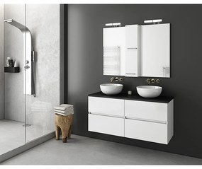 Set dulap baza suspendat alb si blat finisaj grafit Drop Luxus 120 cm