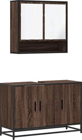 vidaXL Set mobilier de baie, 2 piese, stejar maro, lemn prelucrat