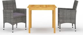 vidaXL Set mobilier de grădină, 3 piese, gri