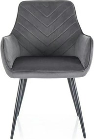 Scaun FIG, gri/negru, stofa catifelata/metal, 57x47x85 cm