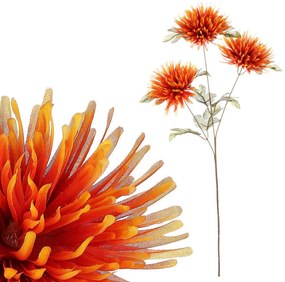 Floare artificială Chrysanthemum 3 floriportocaliu, 70 cm