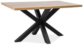 Masa de dining neagra cu blat de stejar CROSS 150x90