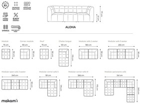 Canapea bej cu tapițerie din catifea 180 cm Aloha – Makamii