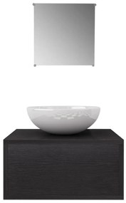 Set mobilier baie 4 piese cu chiuveta si robinet incluse, Negru