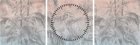 Tablou - Plante tropicale pe perete (cu ceas) (90x30 cm)