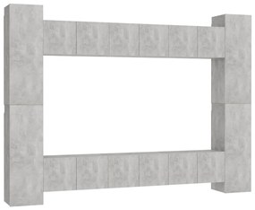 3079072 vidaXL Set de dulapuri TV, 10 piese, gri beton, lemn prelucrat