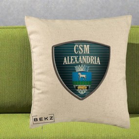 Perna Personalizata CSM Alexandria Fotbal, 40x40 cm, Bej, Husa Detasabila, Perna Inclusa, BEKZ®