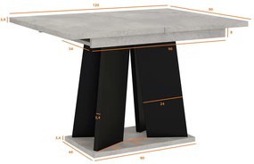 Masă de sufragerie Mulnu (gri deschis + Negru) (pentru 4 până la 6 persoane). 1055225