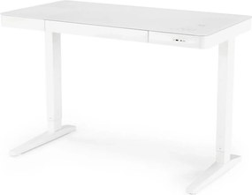 Birou B52, alb, sticla/metal, 120x60x77/120 cm