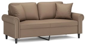 3153178 vidaXL Canapea cu 2 locuri, perne&pernuțe cappuccino 140 cm piele eco