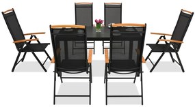 Mobilier din aluminiu pentru grădină polywood Verona Wood pentru 6 persoane Garden Point negru