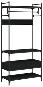 838953 vidaXL Șifonier cu sertare, negru, 89x39x184,5 cm, lemn compozit