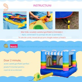 Castel Gonflabil pentru Copii Outsunny cu Trambulina si Piscina, Pompa Electrica Inclusa 290x200x155cm, Multicolor | Aosom Romania