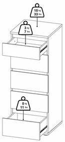 Comodă albă înaltă 40x107 cm Nova – Tvilum