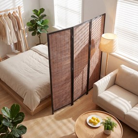HOMCOM Paravan din lemn separator de cameră panou despărțitor pliabil 3 panouri 135 x 180 cm maro | Aosom Romania