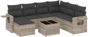 vidaXL Set mobilier de grădină cu perne, 8 piese gri deschis poliratan