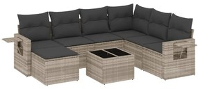 3252849 vidaXL Set mobilier de grădină cu perne, 8 piese gri deschis poliratan