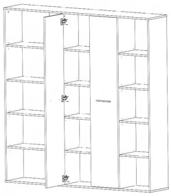 Dulap cu rafturi , stejar sonoma alb , biblioraft, 181.2 cm lungime