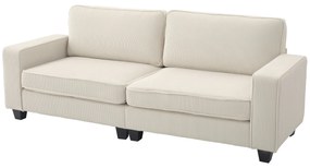 HOMCOM Canapea cu 3 Locuri cu Husă de Cord, Canapea de Sufragerie cu Arc de Înaltă Calitate, până la 400 kg, 227 x 84 x 87 cm, Crem | Aosom Romania