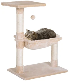 PawHut Turn pentru Pisici max 3.6kg, Copac pentru Zgariat pentru Pisici ca hamac si Minge Agatata din Lemn si Plus, 50x36x70cm, Bej | Aosom Romania