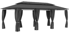 vidaXL Pavilion cu perdele, antracit, 600 x 298 x 270 cm
